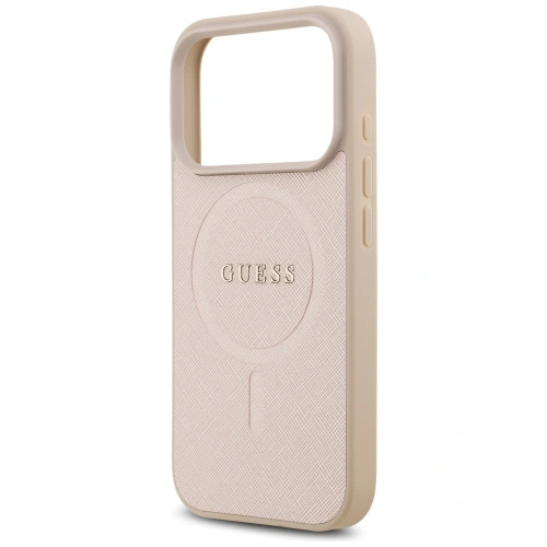 Etui Guess Saffiano Classic Logo MagSafe do Apple iPhone 17 Pro różowy