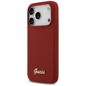 Etui Guess Silicone Script Metal Logo MagSafe do Apple iPhone 17 Pro magenta