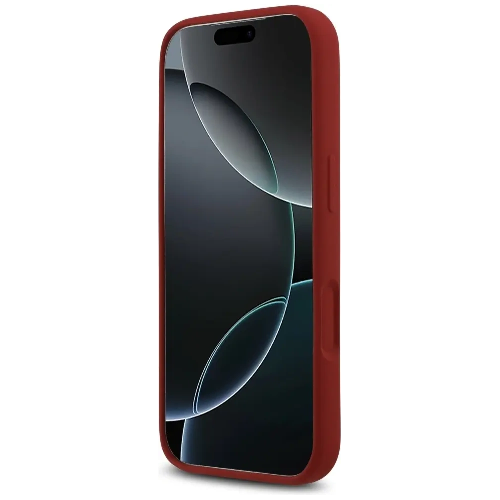 Etui Guess Silicone Script Metal Logo MagSafe do Apple iPhone 17 Pro magenta