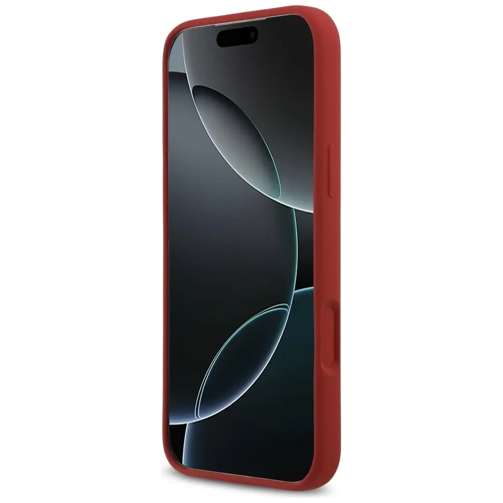 Etui Guess Silicone Script Metal Logo MagSafe do Apple iPhone 17 Pro Max magenta