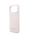 Etui Guess Silicone Script Metal Logo MagSafe do Apple iPhone 17 Pro Max różowy