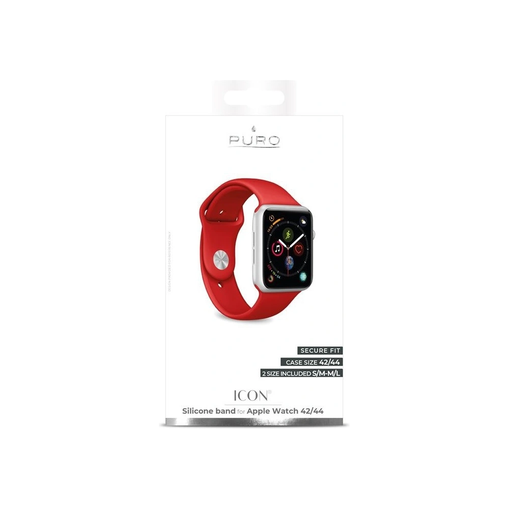 Elastyczny pasek PURO ICON Band Apple Watch 4/5/6/7/SE/8/9/Ultra 44/45/49mm (S/M & M/L) (czerwony)