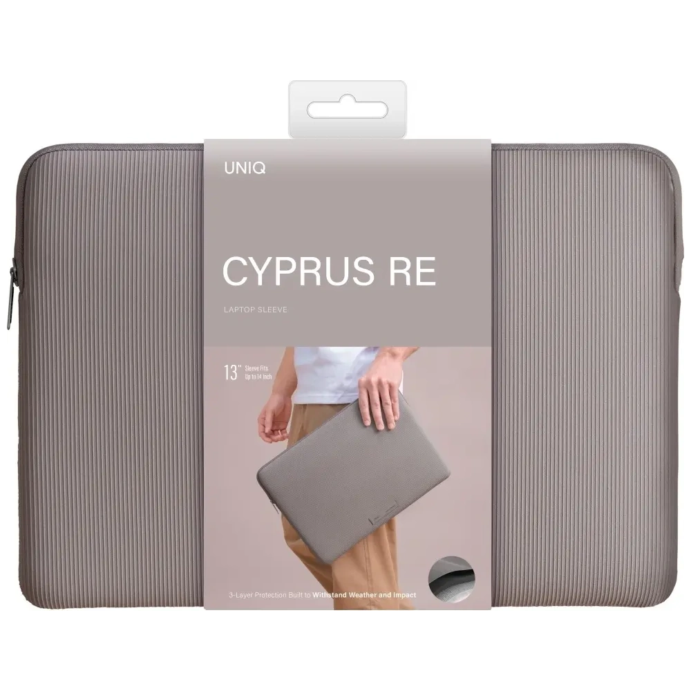 Torba na laptopa UNIQ Cyprus Ridge Edition Laptop Sleeve 14" water-resistant neoprene szary