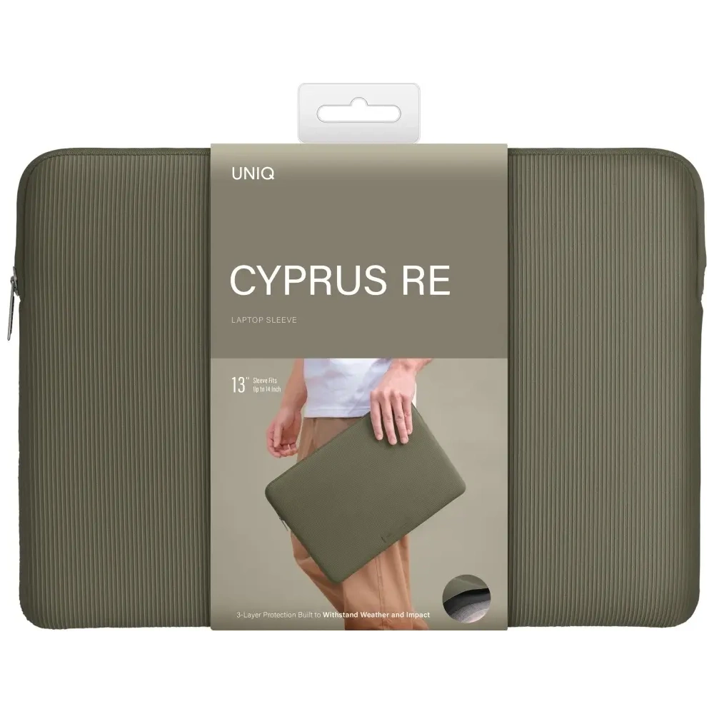Torba na laptopa UNIQ Cyprus Ridge Edition Laptop Sleeve 14" water-resistant neoprene zielony
