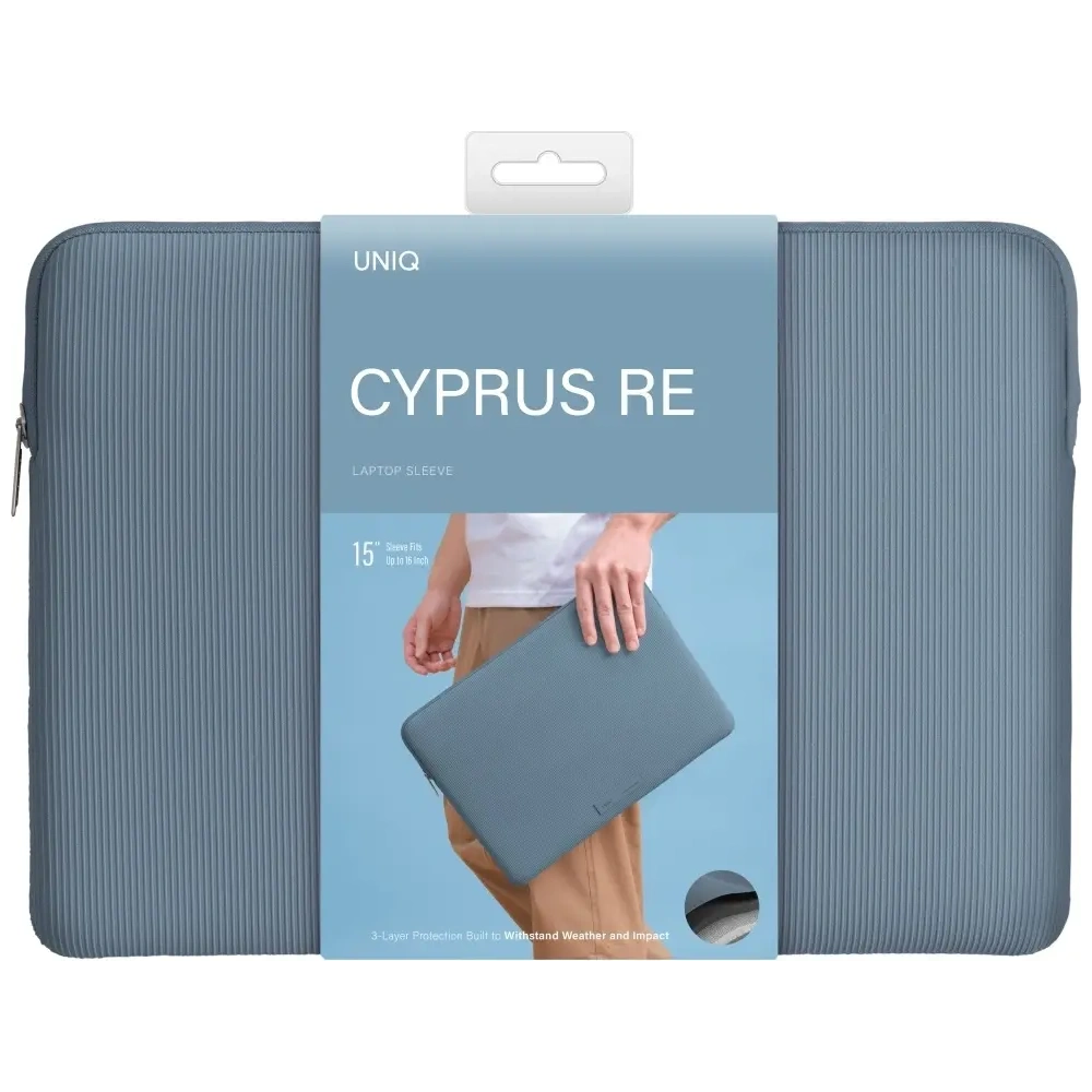 Torba na laptopa UNIQ Cyprus Ridge Edition Laptop Sleeve 16" water-resistant neoprene niebieski