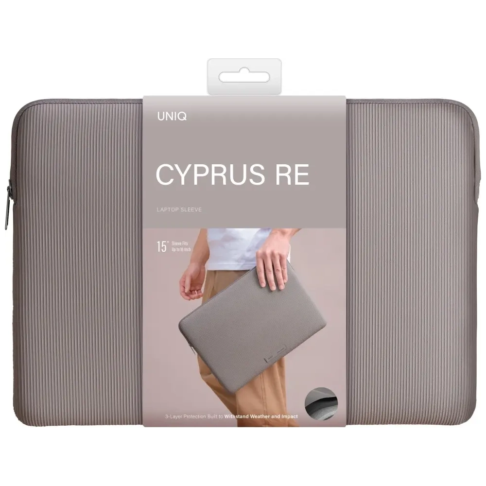 Torba na laptopa UNIQ Cyprus Ridge Edition Laptop Sleeve 16" water-resistant neoprene szary