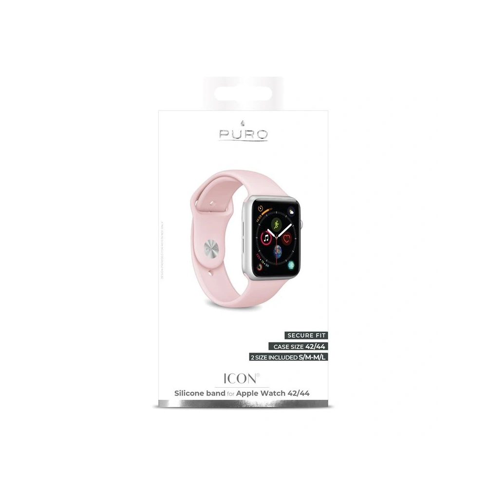 Elastyczny pasek PURO ICON Band Apple Watch 4/5/6/7/SE/8/9/Ultra 44/45/49mm (S/M & M/L) (piaskowy róż)