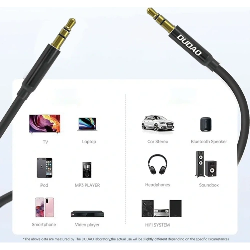 Kabel AUX DUDAO L12S mini jack 3.5mm 1m 3 polowy stereo czarny