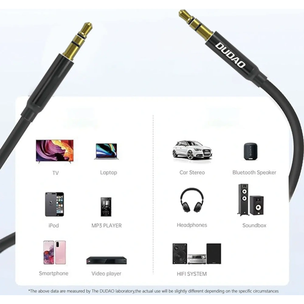 Kabel AUX DUDAO L12S mini jack 3.5mm 1m 3 polowy stereo czarny