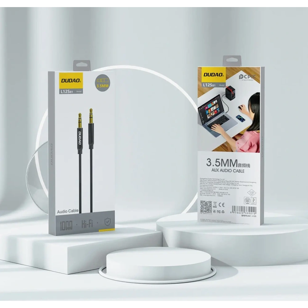 Kabel AUX DUDAO L12S mini jack 3.5mm 1m 3 polowy stereo czarny