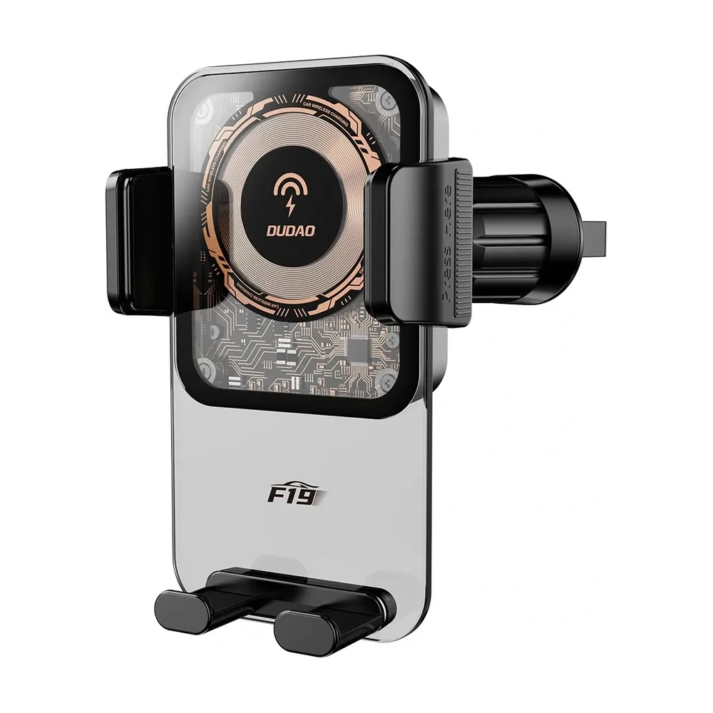 Uchwyt samochodowy DUDAO F19 zaciskowy z ładowarką indukcyjną 15W czarny