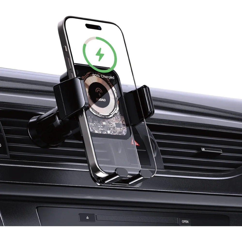 Uchwyt samochodowy DUDAO F19 zaciskowy z ładowarką indukcyjną 15W czarny