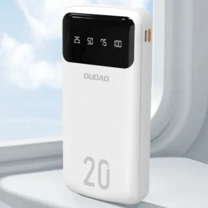 Powerbank DUDAO K6 Pro+ 20000mAh z 3 wbudowanymi kablami USB-C, micro USB, Lightning biały
