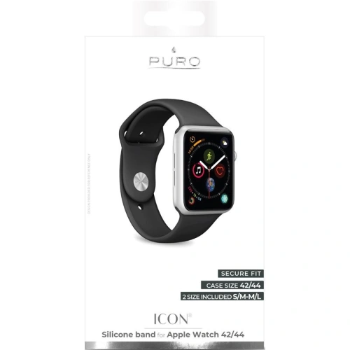 Kup Brățară flexibilă PURO ICON Band Apple Watch 4/5/6/7/SE/8/9/Ultra 44/45/49mm (S/M & M/L) (negru) - PUR089BLK - {ean13} - Sklep Home Screen