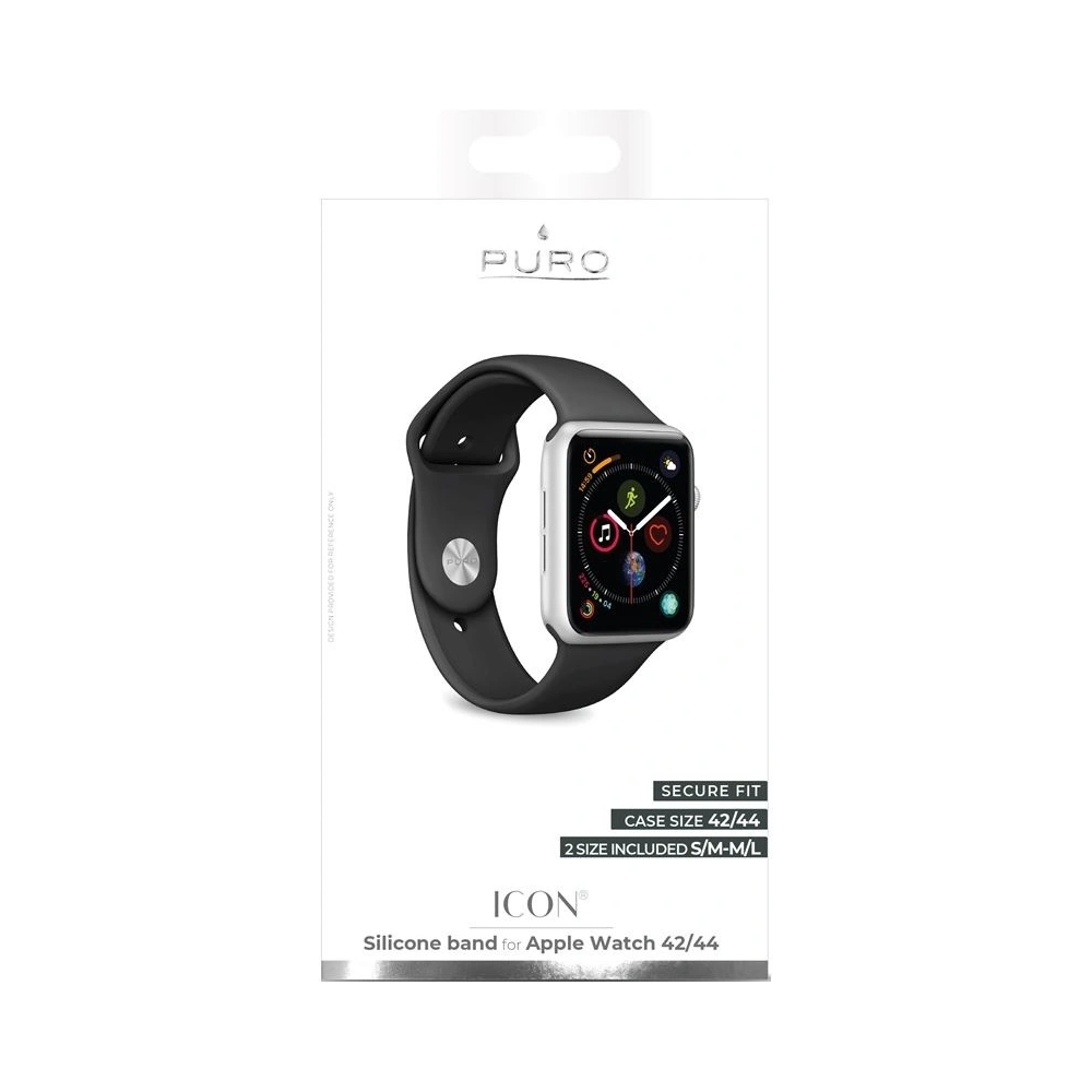 Elastyczny pasek PURO ICON Band Apple Watch 4/5/6/7/SE/8/9/Ultra 44/45/49mm (S/M & M/L) (czarny)