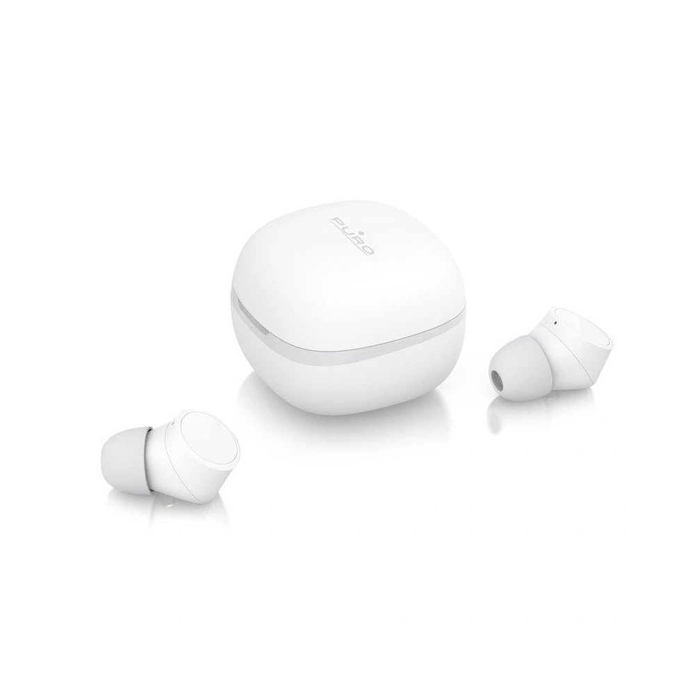 Bezprzewodowe słuchawki PURO TWINS TWS Bluetooth 5.0 z etui ładującym, wodoszczelność IPX6 (Biały)