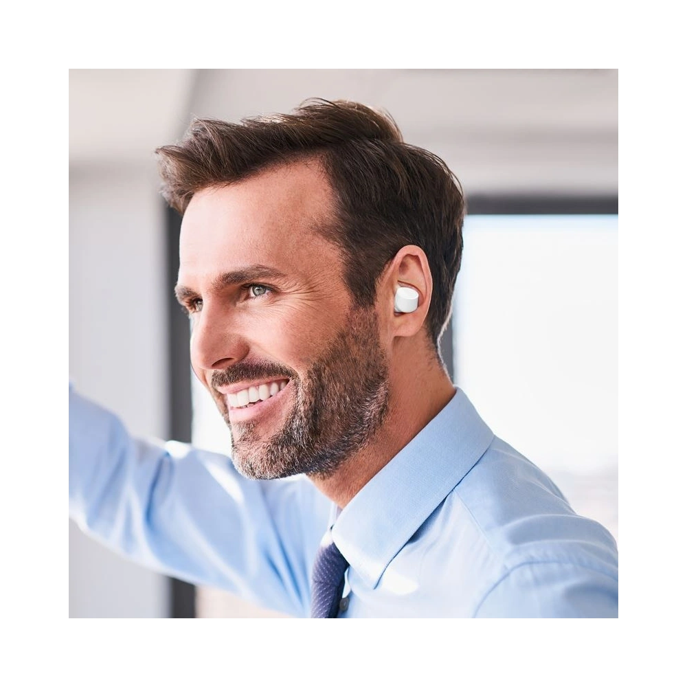 Bezprzewodowe słuchawki PURO TWINS TWS Bluetooth 5.0 z etui ładującym, wodoszczelność IPX6 (Biały)