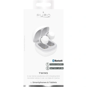 Kup Bezprzewodowe słuchawki PURO TWINS TWS Bluetooth 5.0 z etui ładującym, wodoszczelność IPX6 (Biały) - PUR094WHT - {ean13} - Sklep Home Screen