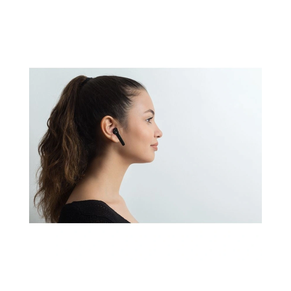 Bezprzewodowe słuchawki PURO SLIM POD TWS Bluetooth 5.0 z etui ładującym, wodoszczelność IPX5 (Czarny)