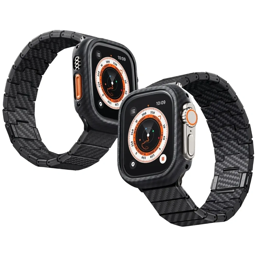 Pasek PITAKA Carbon Fiber Modern do Apple Watch 1/2/3/4/5/6/7/8/9/10/11/SE/SE 3/Ultra/Ultra 2/Ultra 3 czarno szary