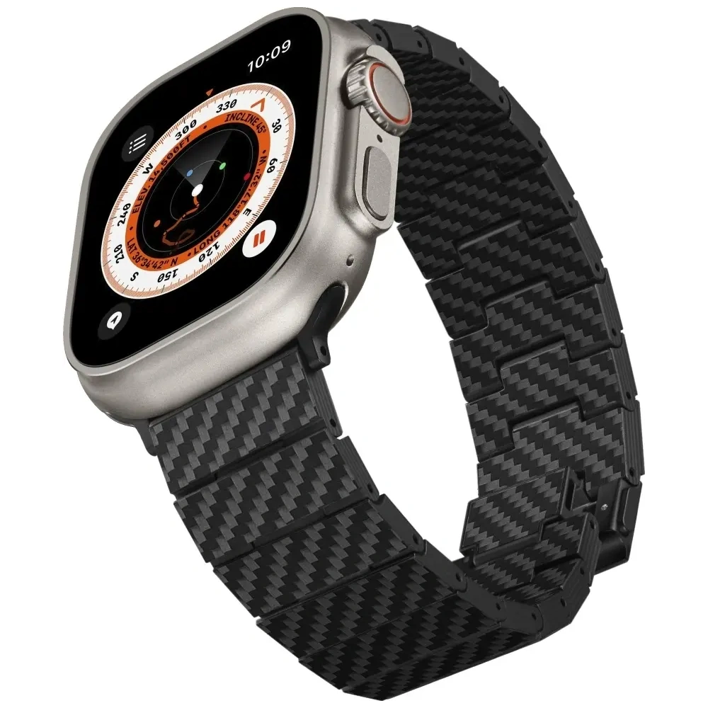 Pasek PITAKA Carbon Fiber Modern do Apple Watch 1/2/3/4/5/6/7/8/9/10/11/SE/SE 3/Ultra/Ultra 2/Ultra 3 czarno szary