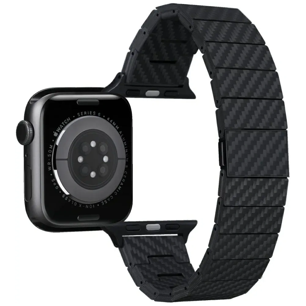 Pasek PITAKA Carbon Fiber Modern do Apple Watch 1/2/3/4/5/6/7/8/9/10/11/SE/SE 3/Ultra/Ultra 2/Ultra 3 czarno szary