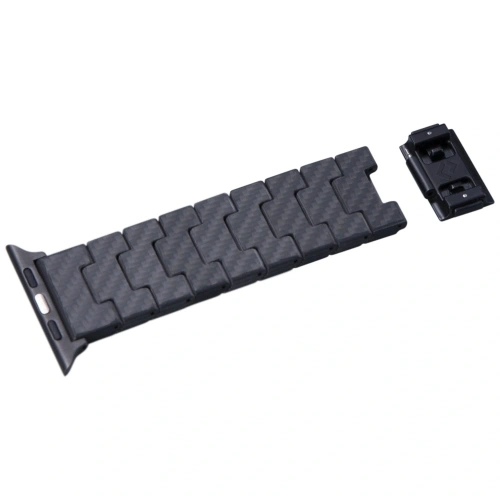 Pasek PITAKA Carbon Fiber Modern do Apple Watch 1/2/3/4/5/6/7/8/9/10/11/SE/SE 3/Ultra/Ultra 2/Ultra 3 czarno szary