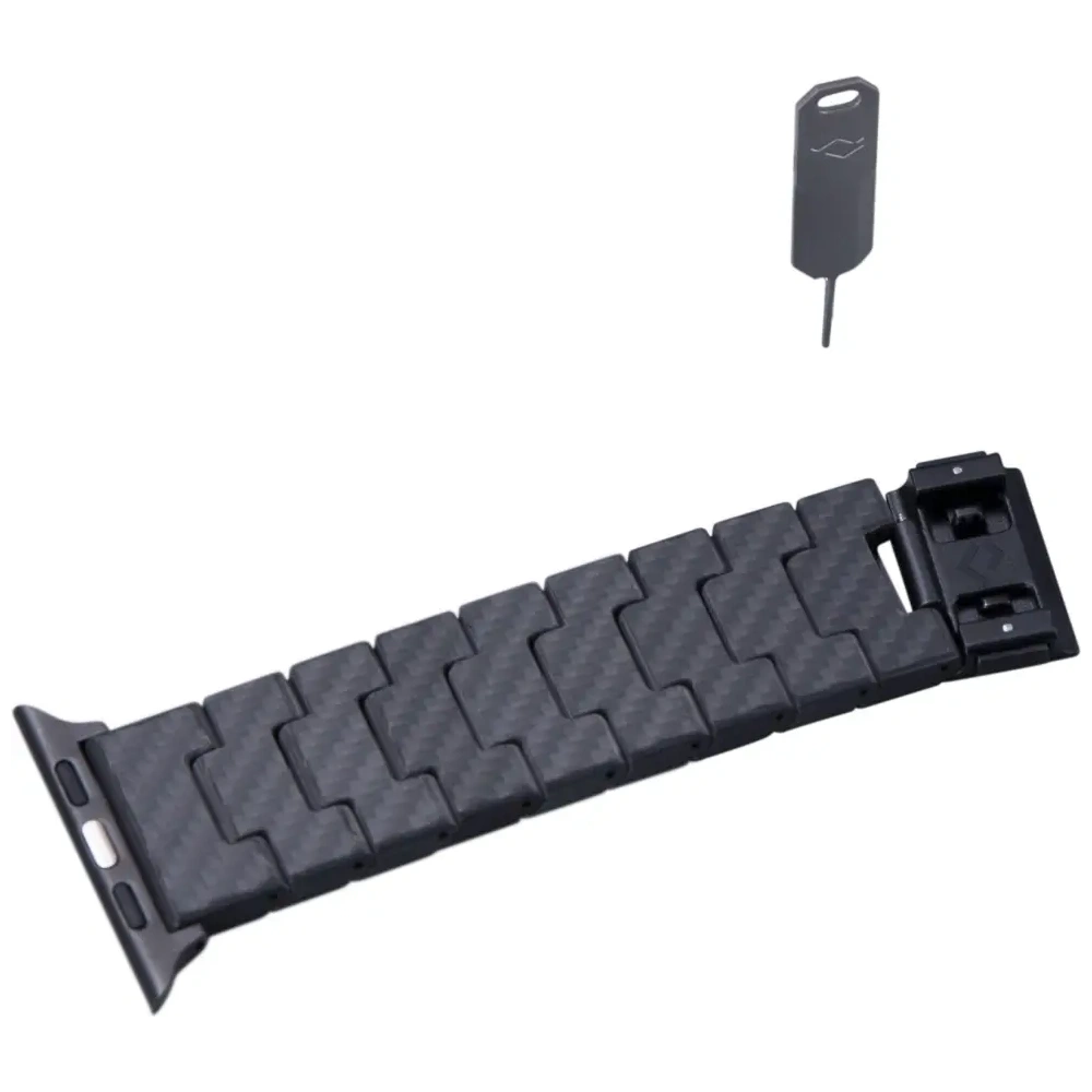 Pasek PITAKA Carbon Fiber Modern do Apple Watch 1/2/3/4/5/6/7/8/9/10/11/SE/SE 3/Ultra/Ultra 2/Ultra 3 czarno szary