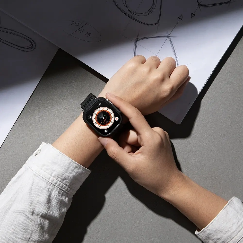 Pasek PITAKA Carbon Fiber Modern do Apple Watch 1/2/3/4/5/6/7/8/9/10/11/SE/SE 3/Ultra/Ultra 2/Ultra 3 czarno szary