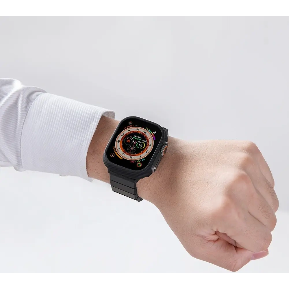 Pasek PITAKA Carbon Fiber Modern do Apple Watch 1/2/3/4/5/6/7/8/9/10/11/SE/SE 3/Ultra/Ultra 2/Ultra 3 czarno szary