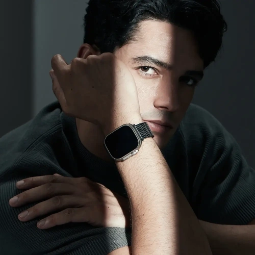 Pasek PITAKA Carbon Fiber Modern do Apple Watch 1/2/3/4/5/6/7/8/9/10/11/SE/SE 3/Ultra/Ultra 2/Ultra 3 czarno szary