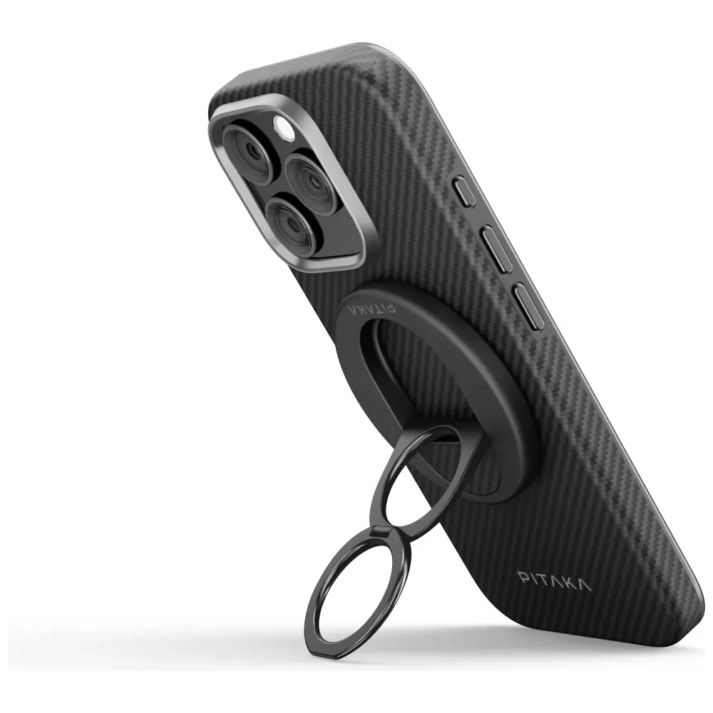 Uchwyt magnetyczny na palec PITAKA MagEZ Grip 3 MagSafe z funkcją podstawki czarno szary