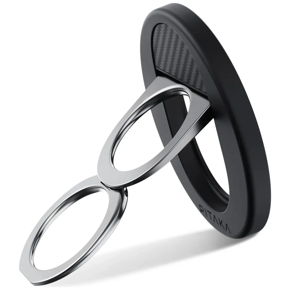Uchwyt magnetyczny na palec PITAKA MagEZ Grip 3 MagSafe z funkcją podstawki czarno szary