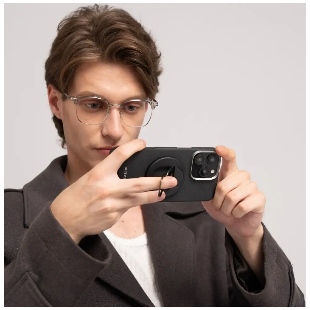 Uchwyt magnetyczny na palec PITAKA MagEZ Grip 3 MagSafe z funkcją podstawki czarno szary