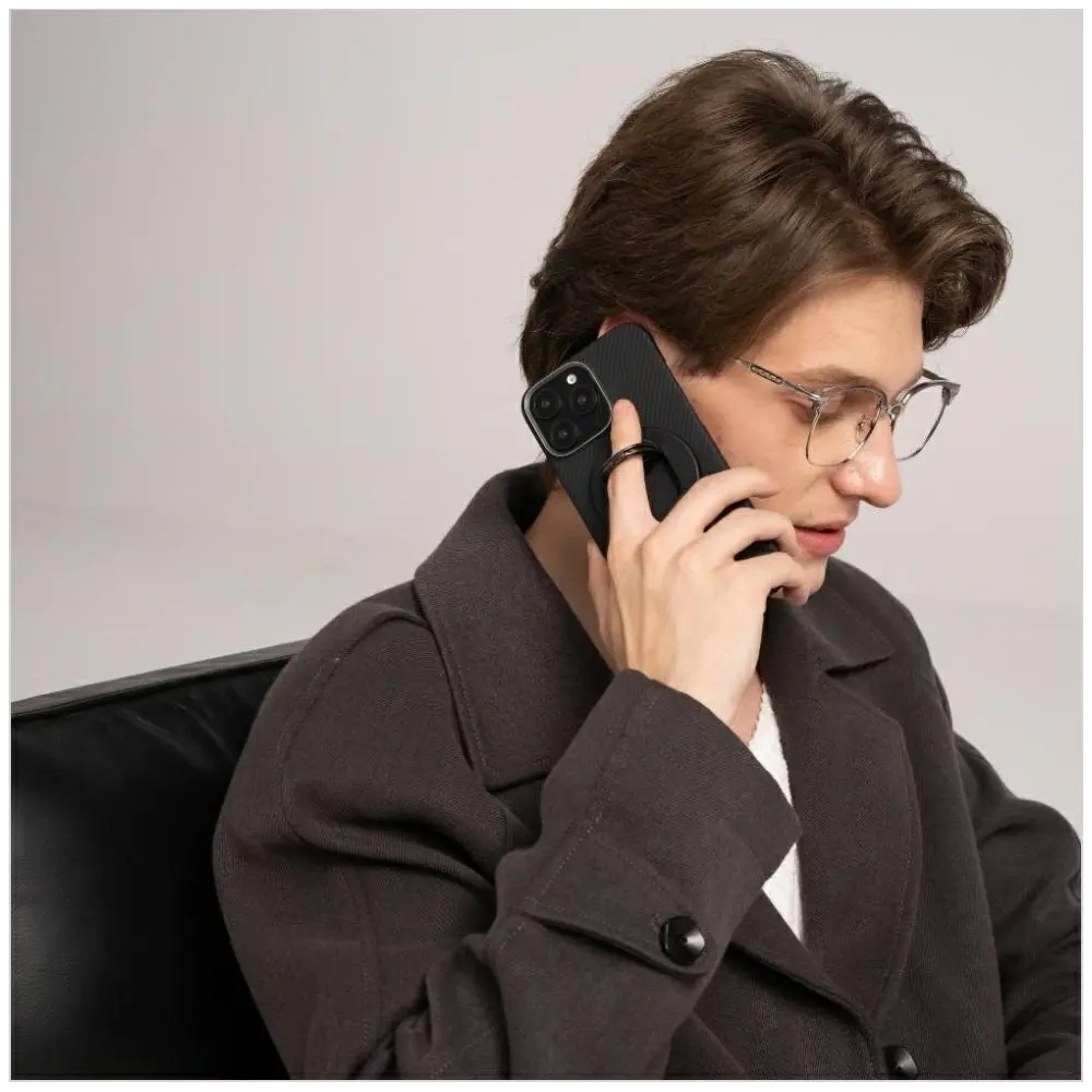 Uchwyt magnetyczny na palec PITAKA MagEZ Grip 3 MagSafe z funkcją podstawki czarno szary