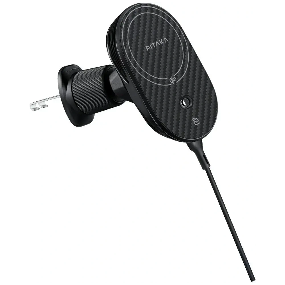 Uchwyt samochodowy z ładowarką bezprzewodową PITAKA MagEZ Pro 2 Qi2 15W NFC MagSafe czarno szary