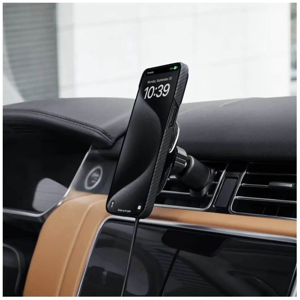 Uchwyt samochodowy z ładowarką bezprzewodową PITAKA MagEZ Pro 2 Qi2 15W NFC MagSafe czarno szary