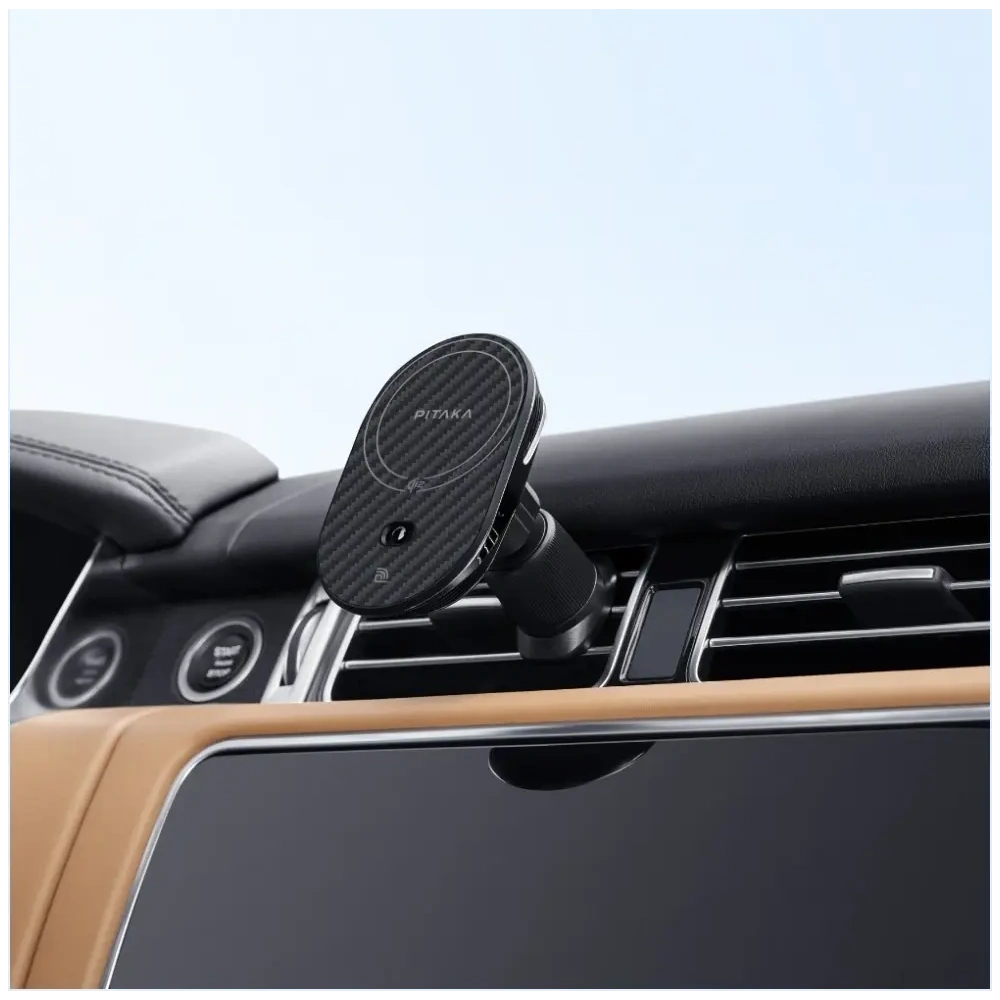 Uchwyt samochodowy z ładowarką bezprzewodową PITAKA MagEZ Pro 2 Qi2 15W NFC MagSafe czarno szary
