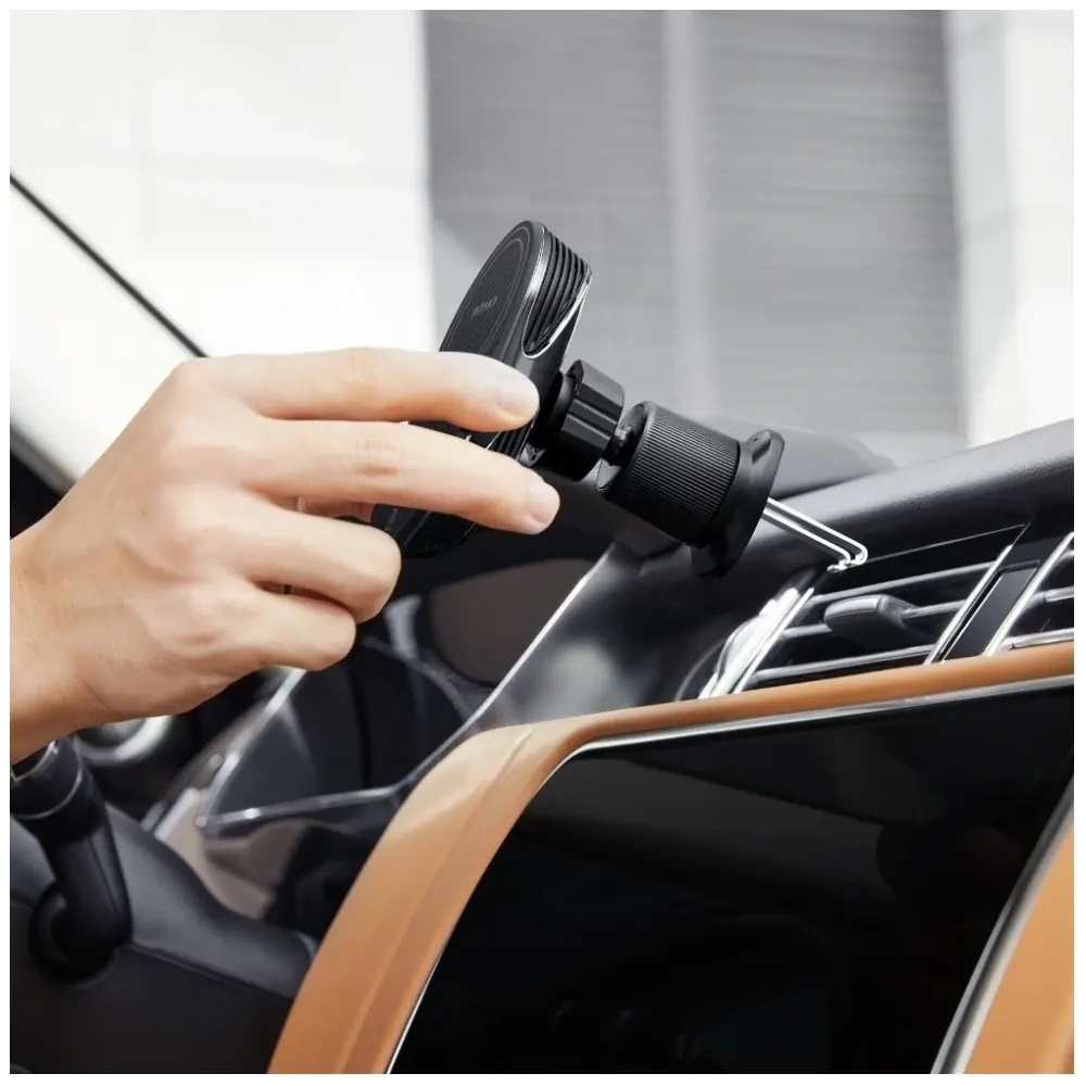 Uchwyt samochodowy z ładowarką bezprzewodową PITAKA MagEZ Pro 2 Qi2 15W NFC MagSafe czarno szary