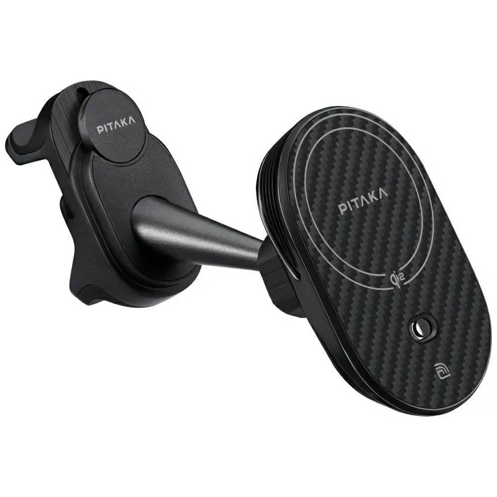 Uchwyt samochodowy z ładowarką bezprzewodową PITAKA MagEZ Pro 2 Qi2 Tesla MagSafe do Tesla Model 3/Y czarno szary