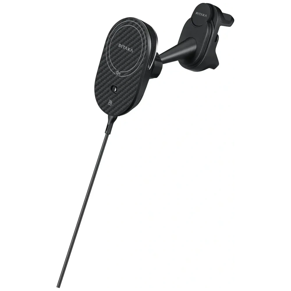 Uchwyt samochodowy z ładowarką bezprzewodową PITAKA MagEZ Pro 2 Qi2 Tesla MagSafe do Tesla Model 3/Y czarno szary