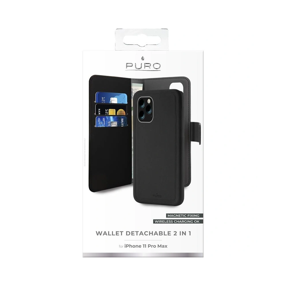 Etui PURO Wallet Detachable 2w1 Apple iPhone 11 Pro Max (czarny)