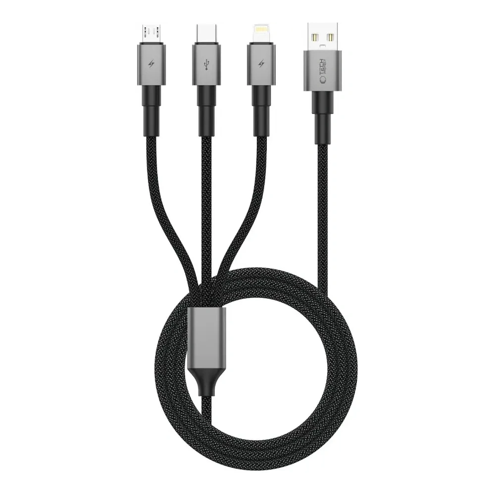Kabel 3w1 Tech-Protect Ultraboost Dna 3in1 USB-A / Lightning, USB-C, Micro USB Cable 3a 120cm Iron Grey