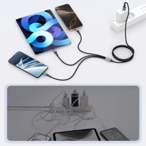 Kabel 3w1 Tech-Protect Ultraboost Dna 3in1 USB-A / Lightning, USB-C, Micro USB Cable 3a 120cm Iron Grey