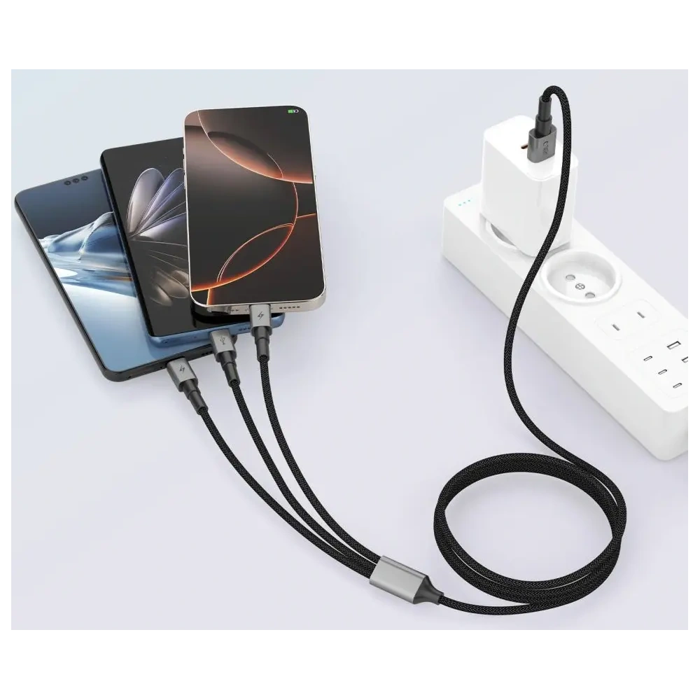 Kabel 3w1 Tech-Protect Ultraboost Dna 3in1 USB-A / Lightning, USB-C, Micro USB Cable 3a 120cm Iron Grey