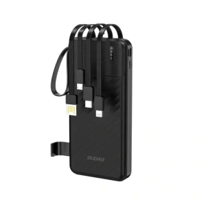 Powerbank Dudao K11 10000mAh z wbudowanymi kablami czarny