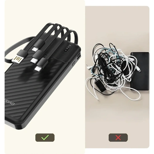 Powerbank Dudao K11 10000mAh z wbudowanymi kablami czarny Powerbank Dudao K11 10000mAh z wbudowanymi kablami czarny