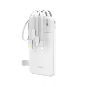Powerbank Dudao K11 10000mAh z wbudowanymi kablami biały