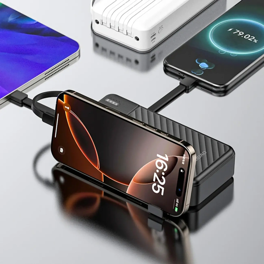 Powerbank Dudao K11 Pro 20000mAh z wbudowanymi kablami czarny