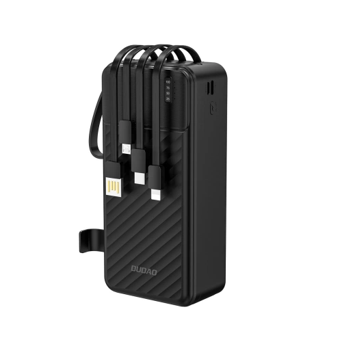 Powerbank Dudao K11 Max 30000mAh z wbudowanymi kablami czarny